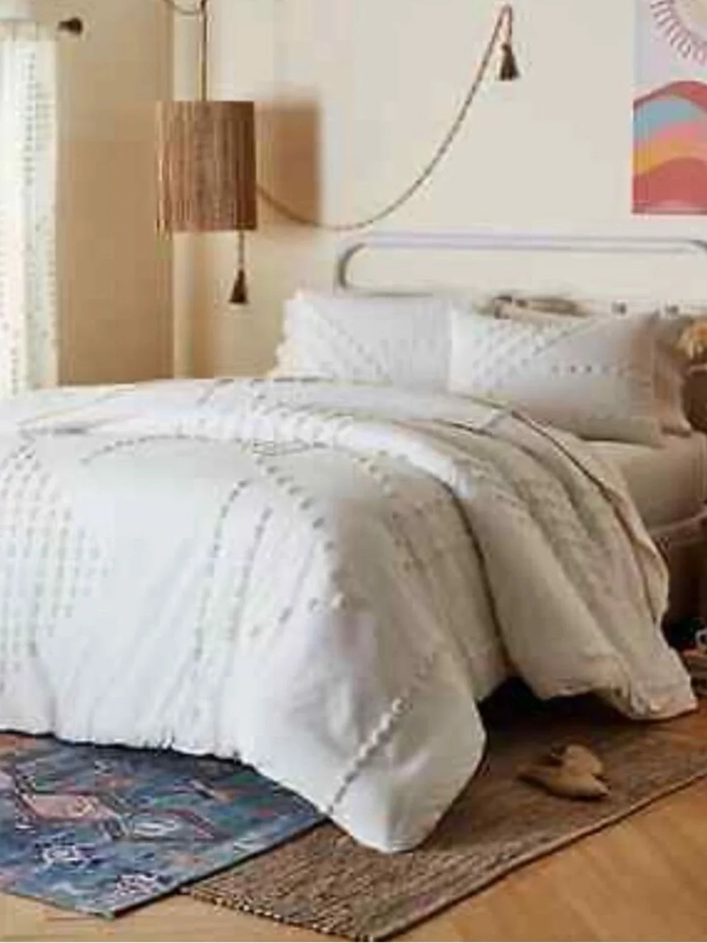 NWT Michaela Tufted Triangles 3-Piece Full/Queen Comforter Set in Bright White